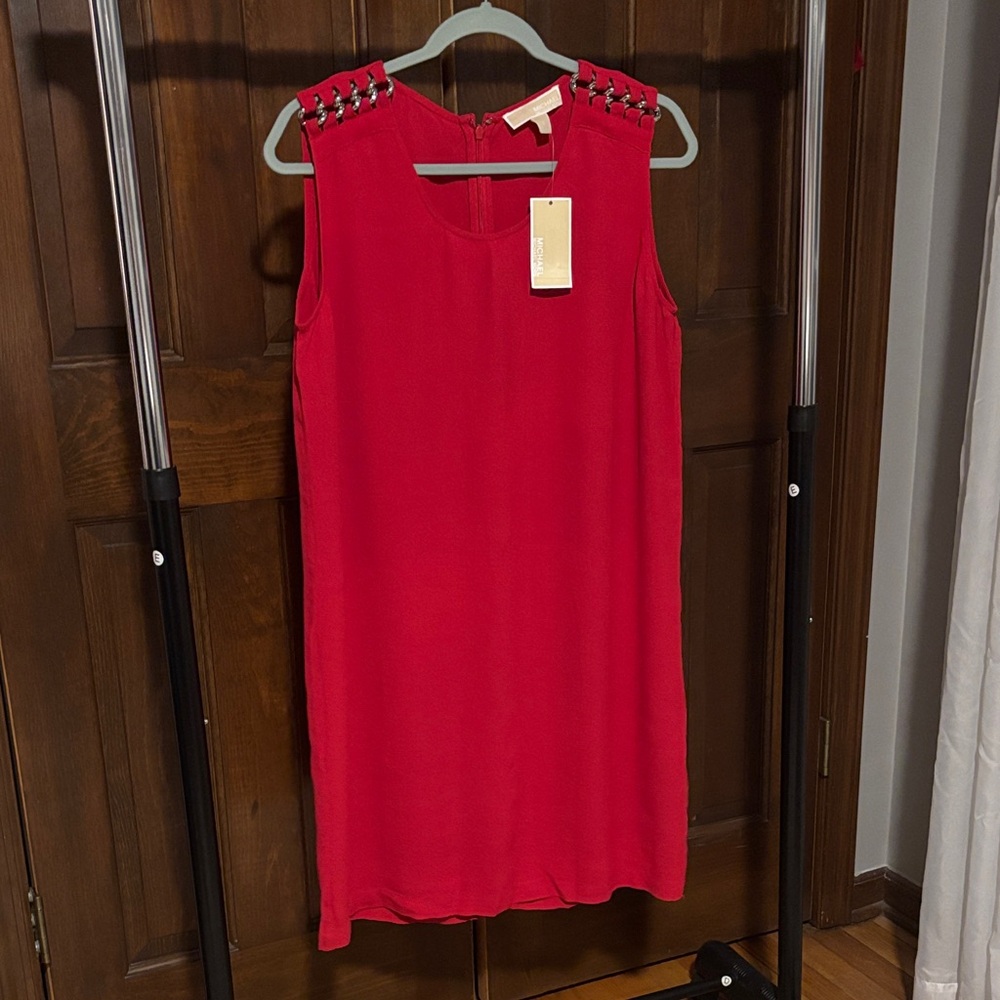 Michael Kors Vibrant Red Mini Dress with Studded Detail
